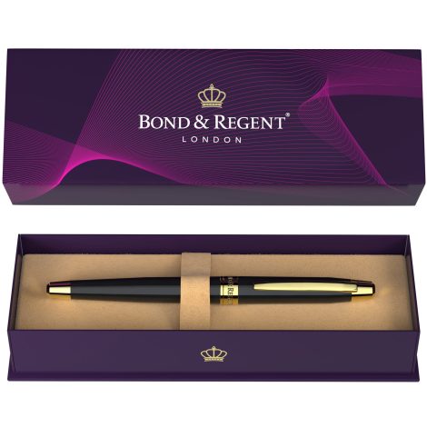 Luxurious Bond & Regent Rollerball Pen – Officially Certified | Gold & Black | Ideal Gift for All Genders