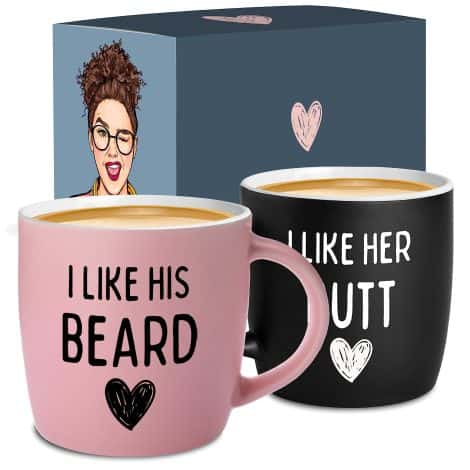 Triple Gifffted Hilarious His and Hers Present Suggestions, Special V Day Matching Cups for Pairs, Xmas, Partner, Spouse, BF GF Commemoration, Ceramic Mug, 380ML.