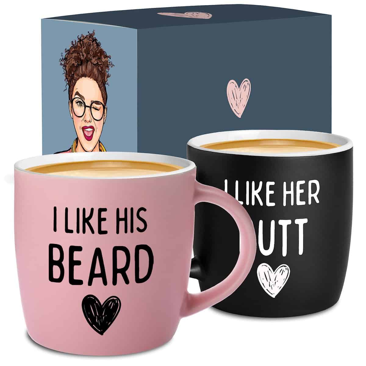 Triple Gifffted Funny His and Hers Gifts Ideas, Unique Valentine's Day Matching Mugs for Couples, Christmas, Him and Her, Boyfriend Girlfriend Anniversary Engagement, Ceramic Cup, 380ML