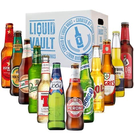 Lager Lover’s Delight: A Gift Pack with 12 Bottles of Various Beloved Lager Brands, like Sol, Corona, Madri, and Holsten Pils – Ideal Beer Basket!