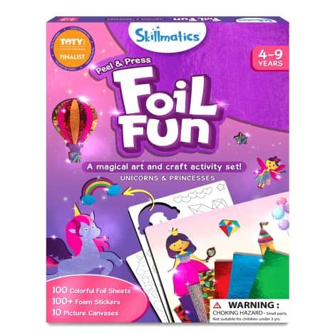 Foil Fun Unicorns & Princesses by Skillmatics, mess-free craft activity for kids, perfect as gifts or travel toys.