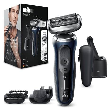 Braun Series 7 Men’s Electric Shaver, with Trimmer, Rechargeable, Wet & Dry, Smart Care Centre, Blue Razor