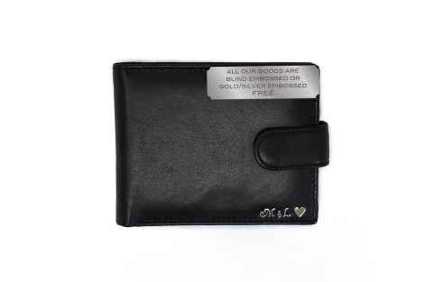 Customised Black Engraved Authentic Leather Wallet with Coin Compartment – Yours to treasure and cherish.