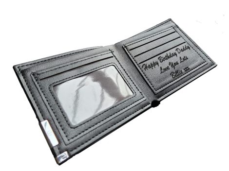 Custom Engraved Genuine Leather Men’s Wallet – Perfect Surprise Gift for Dad or Grandad.