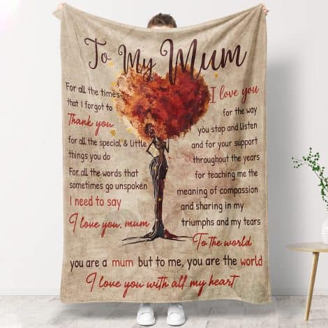 Blumuze Mum Gifts: Customisable cozy blanket with heartfelt message – ideal for Mum’s birthday or Mother’s Day. Ideal Present!