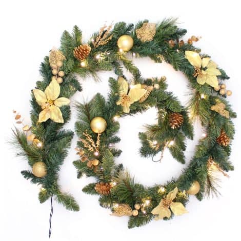 Christmas Garland with 40-LED Lights, Cream/Gold, 9ft. Add a festive touch to your home this season.