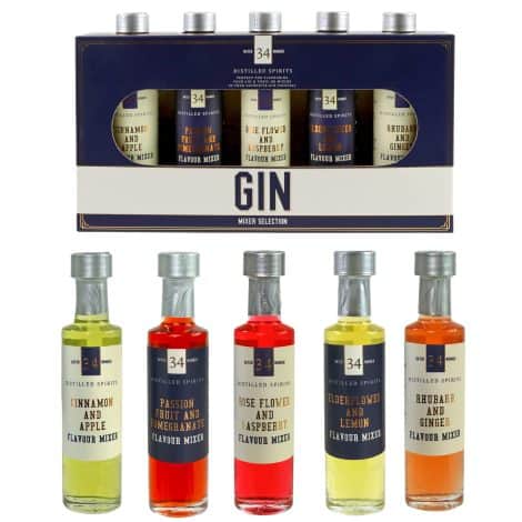 Luxurious Gin Gift Set with 5 Cocktail Syrups – Ideal for both men and women, including Rhubarb and Ginger – Perfect Stocking Fillers.