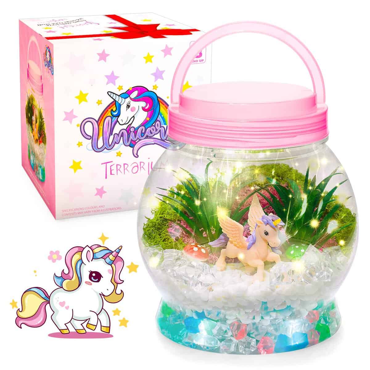 5-6-7-8-9 Year Old Girls Gifts：Girls Gift Ideas Age 6 7 8 9 10 Birthday Present Craft Kits for Kids Unicorn Toys for 5-13 Year Old Teen Girl DIY Terrarium Kit Garden Toys Unicorn Gifts for Girls