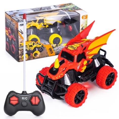 Dino-themed remote control cars for 3-6 year old boys, perfect for both indoor and outdoor fun.