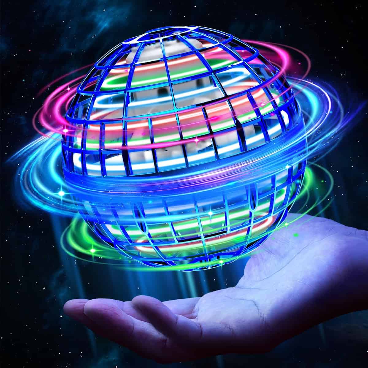 Flying Orb Ball Toys, Boomerang Ball, 360°Rotating Hand Controlled Hover Ball with LED Lights, UFO Smart Sensor Flying Ball, Magic Globe Shape Flying Spinner Mini Drone for Boys Girls, Kids Gifts