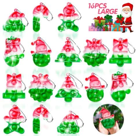 16 large TOANWOD Christmas keyrings, perfect for filling stockings, party bags, Christmas Eve boxes, and as class gifts.