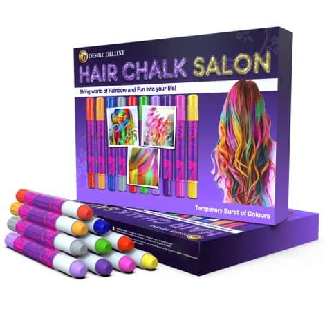 Desire Deluxe Hair Chalk Set for Girls – 10 Washable Colourful Hair Dye Pens, Perfect Birthday Gift.