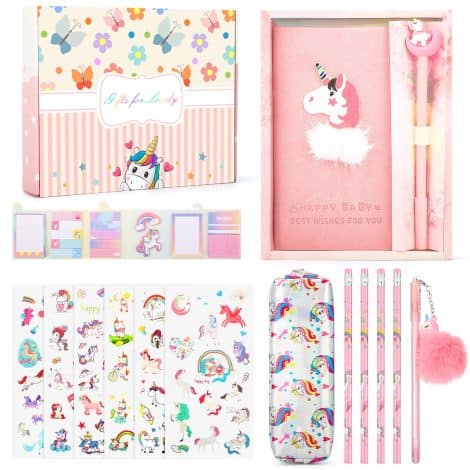 Maomaoyu Unicorn Stationery Sets for Girls in a Pink Unicorn Gift Box – Perfect Birthday or Christmas Gift for Girls Aged 4-12.