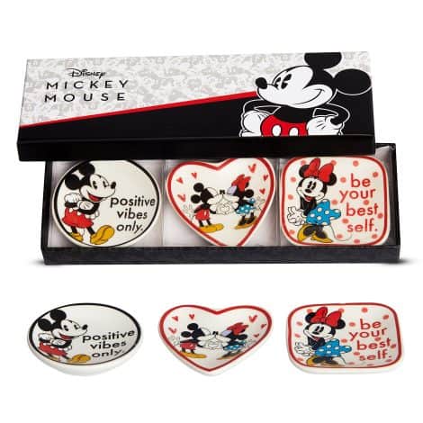 Disney Mickey and Minnie Mouse Mini Trinket Tray Set – Perfect for jewelry with 3 cute dishes.