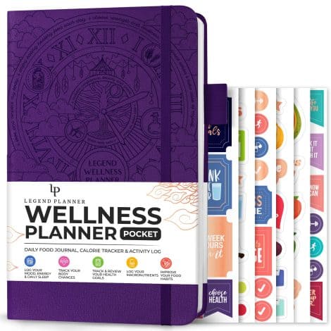 Purple Pocket Wellness Planner: Track diet, exercise, weight loss & overall health for 6 months. Stay fit and motivated.