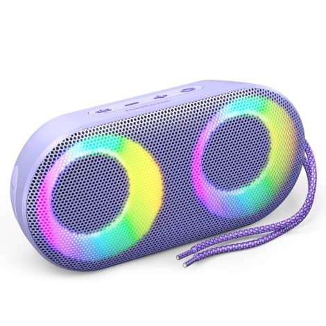 Teen Gifts: Compact Bluetooth Speaker with colorful lights! Perfect for stocking fillers – ideal for teens aged 14-16, birthday presents. Available in purple.