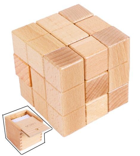 Big wooden brain teaser puzzle – perfect for adults and children. Great gift for men.