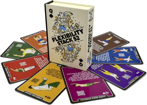 Stack 52 Flexibility Exercise Cards: Boost joint flexibility with dynamic and static stretches. Includes video guidance for workouts. Ideal warm-ups and cool-downs.