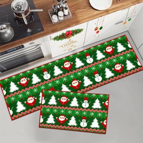 Christmas themed non-slip rug for various rooms, washable and featuring Santa print. Perfect holiday decoration! (Size: 40×60+40x120cm)