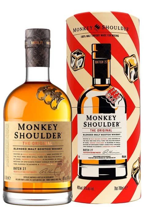 Monkey Shoulder Scotch Whisky Gift Pack: 70 cl of blended malt, perfect for British whisky lovers!