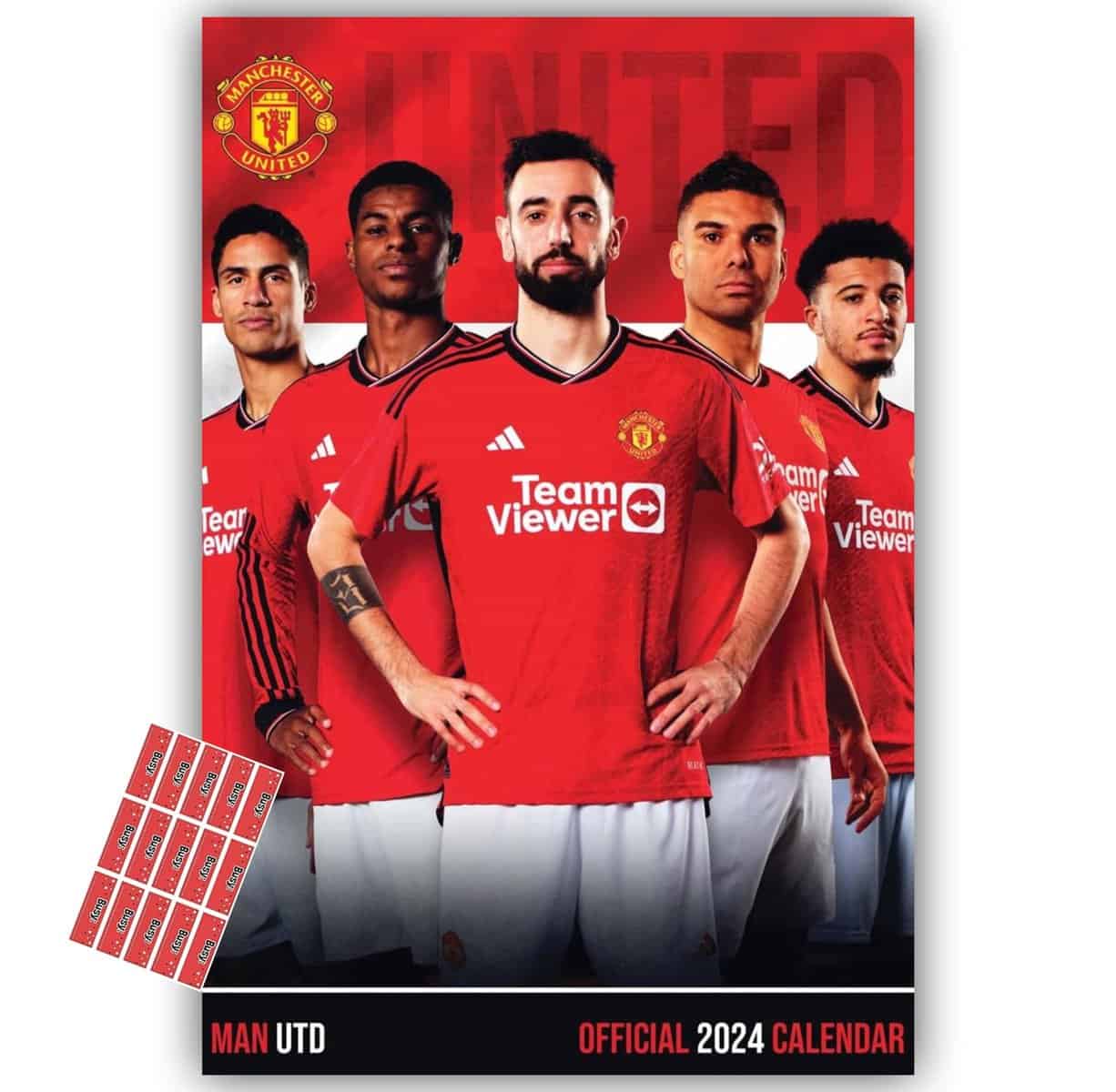 Manchester United Calendar 2024 Official Man U A3 Calendar Football Gift Present with Organising Stickers Included