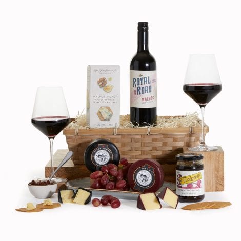 Malbec Red Wine and Cheese Gift Hamper – The perfect pairing for a delightful British treat.