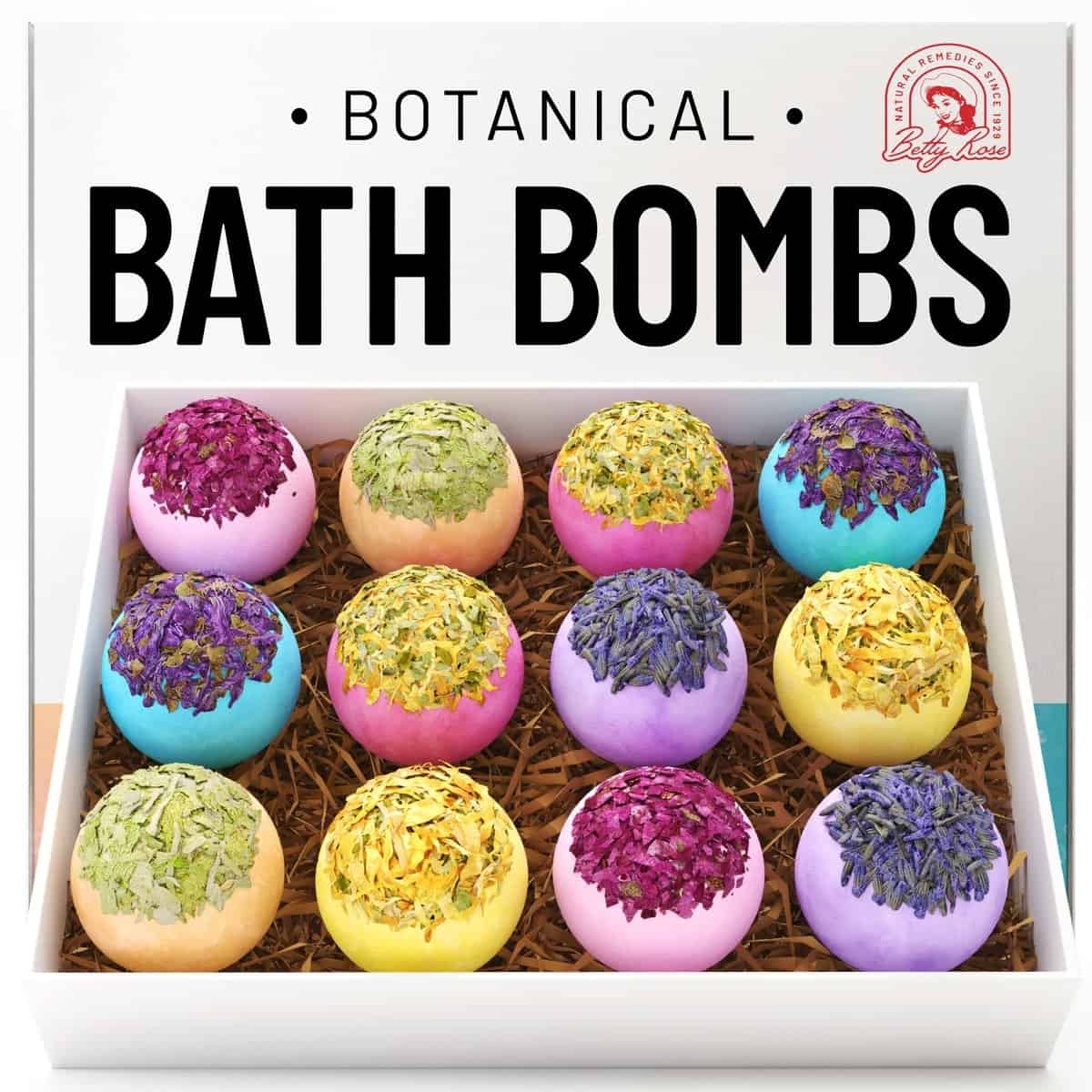 Bath Bomb Set - 12 Botanical Scent Bath Bombs with Essential Oils, Bath Gift Sets for Women - Moisturizing Bath Bombs, Natural Bath Set for Women, 3X Fizz, Hydrating Bath Bombs for Women Gifts