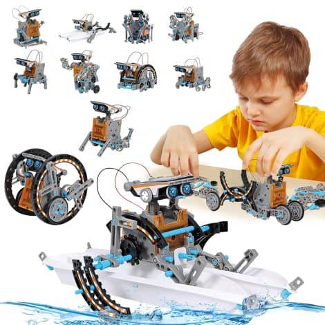 Solar Robot Science Kit – 12-in-1 STEM toy for 10-12-year-olds, encouraging learning and creativity through assembly and solar power.