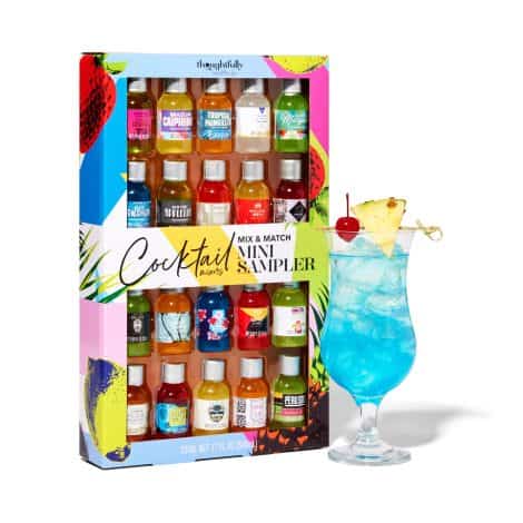 Selection of 20 Mocktail Mixers by Thoughtfully, including Appletini, Blue Hawaiian, Margarita flavors and others. (Alcohol-free)