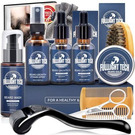 Beard Care Pack: Encourage beard growth, groom, and maintain with growth oil, shampoo, balm, comb, and more. Ideal gift!