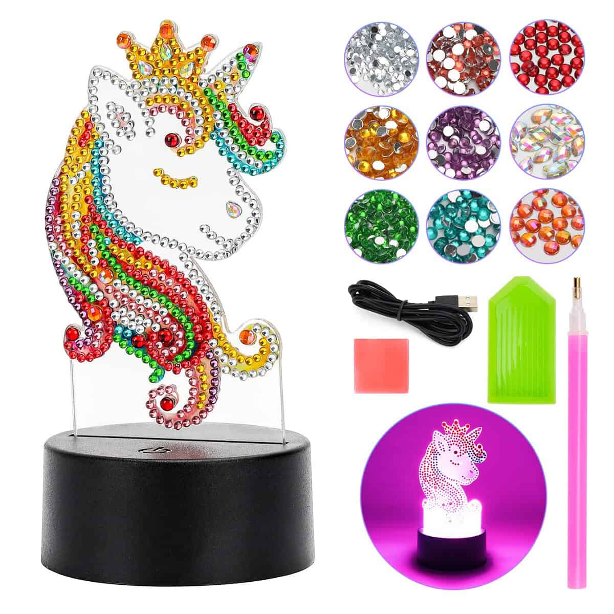 Girls Gift for 4 5 6 7 8 Year Old Kids Boy Girls Toy, Diamond Painting Kits for 5-9 Years Old Boy Girls 3D Diamond Art and Craft Kits Age 5-8 Girls Birthday Gift Unicorn Toy for 4-7 Year Old Girl