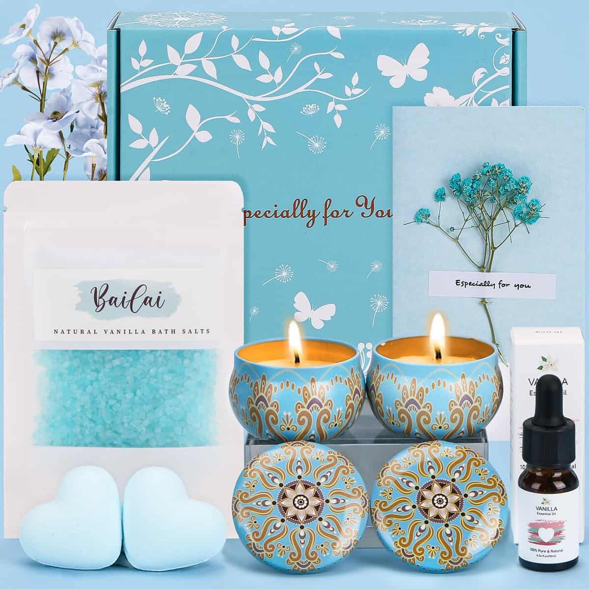 Vanilla Birthday Pamper Gifts Box for Women, Unique Self Care Package for Her Pamper Hampers Kit for Women, Relaxation Spa Gifts Set Get Well Soon Gift Ideas for Women Best Friend, Mum, Sister