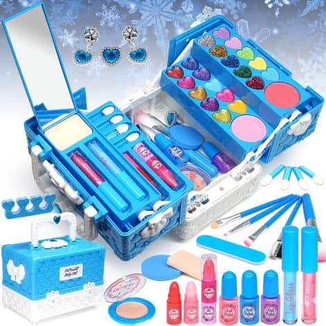 Girl’s Makeup Sets for Kids – Safe and Non-Toxic Princess Beauty Kit; Perfect Christmas or Birthday Gift for 4-12 Year Olds.