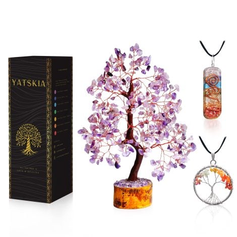 Amethyst Crystal Tree – Bonsai Tree symbolizing life and positive energy. Perfect gifts for housewarming and luck. Ideal for spiritual women.