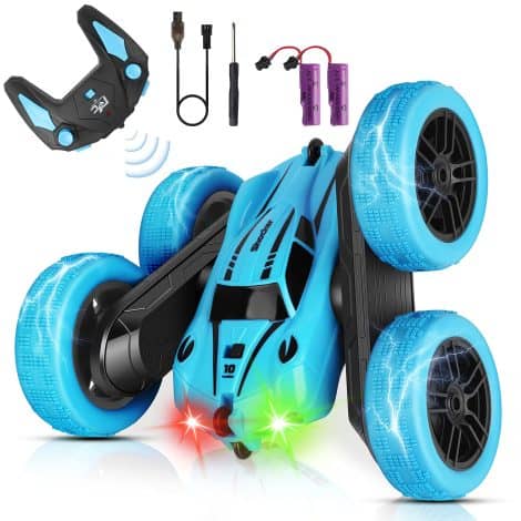 CYM Remote Control Cars: A 4WD RC Stunt Car with LED Light, 2.4 Ghz control, perfect for kids aged 3-7.