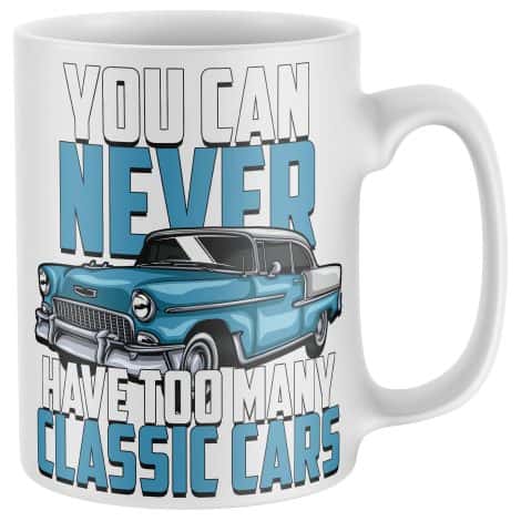 White One Size Funny Birthday Vintage Car Gifts for Him- Car Collector Coffee Cup.