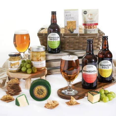 Craft Beer and Cheese Hamper – Delicious snacks, real ale, and cheese gift basket perfect for men’s birthdays and Father’s Day.