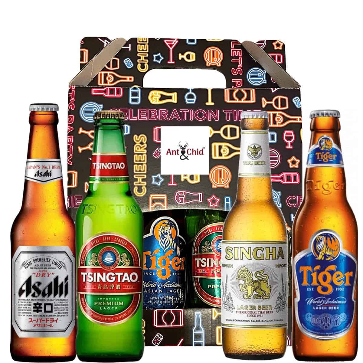 Lagers Of the World Beer Gifts for Men - A Case of 4 Premium bottled beers - An Ideal Beer Gift for Men | Birthday|Valentine|Easter|Father Day Gifts for Men and Women (Asian World Beers)