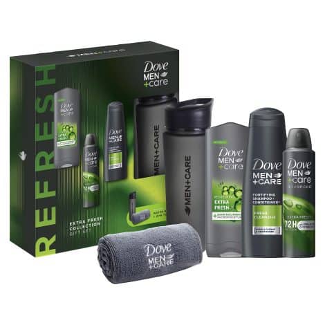 DOVE MEN + CARE Trio Gift Set offers grooming gifts for men, providing refreshing and comfortable skin care.