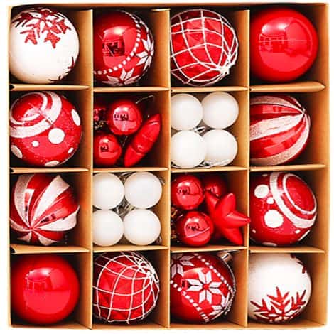 Christmas Baubles Set: Gesaofa 42PCS Christmas Balls – Ideal for Xmas Tree Decoration – 6CM/2.4in & 3CM/1.2in