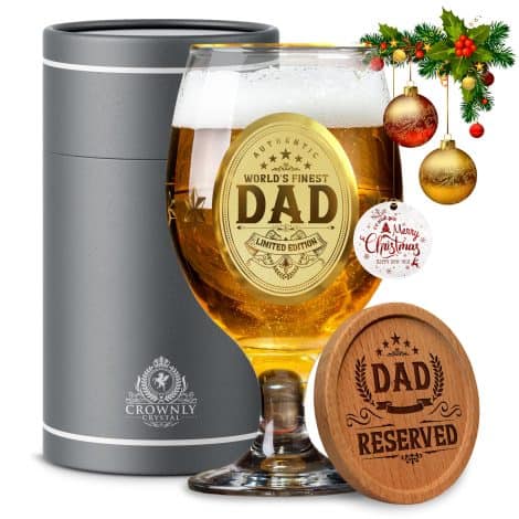 Personalized Golden Glassware for Dad: Kies®GIFT Beer Glasses, Perfect for Father’s Day, Birthdays, and Christmas. Ideal for Dads from Sons and Daughters!