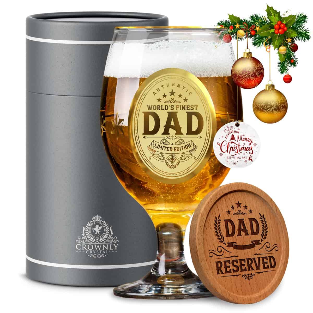 Kies®GIFT Gold Father's Day Gifts for Dad Birthday Gifts Beer Glasses Daddy Birthday Gifts Christmas Gifts Dad Gifts from Daughter Dad Presents Gifts from Son Mens Birthday Gifts Personalised Glass