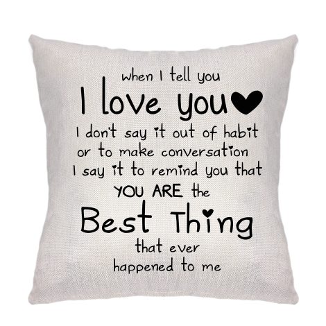 Valentine’s Day Love Quote Cushion Cover, 18 x 18 Inch, Ideal for Sofa or Bed Decoration.