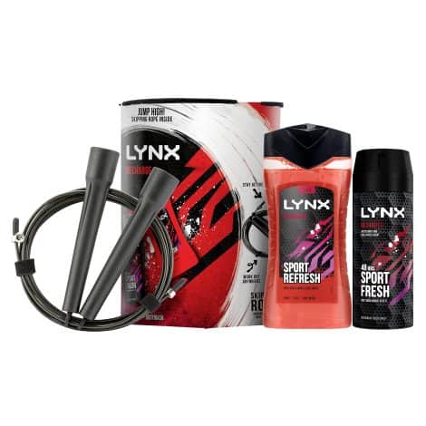 Lynx Recharge Sport Fresh Duo – Shower Gel and Body Spray with Free Gym Skipping Rope Set for Men.