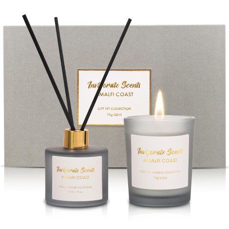 Amalfi Coast Candle & Diffuser Gift Set: A delightful fragrance set for women, perfect for birthdays, Christmas, and special occasions.