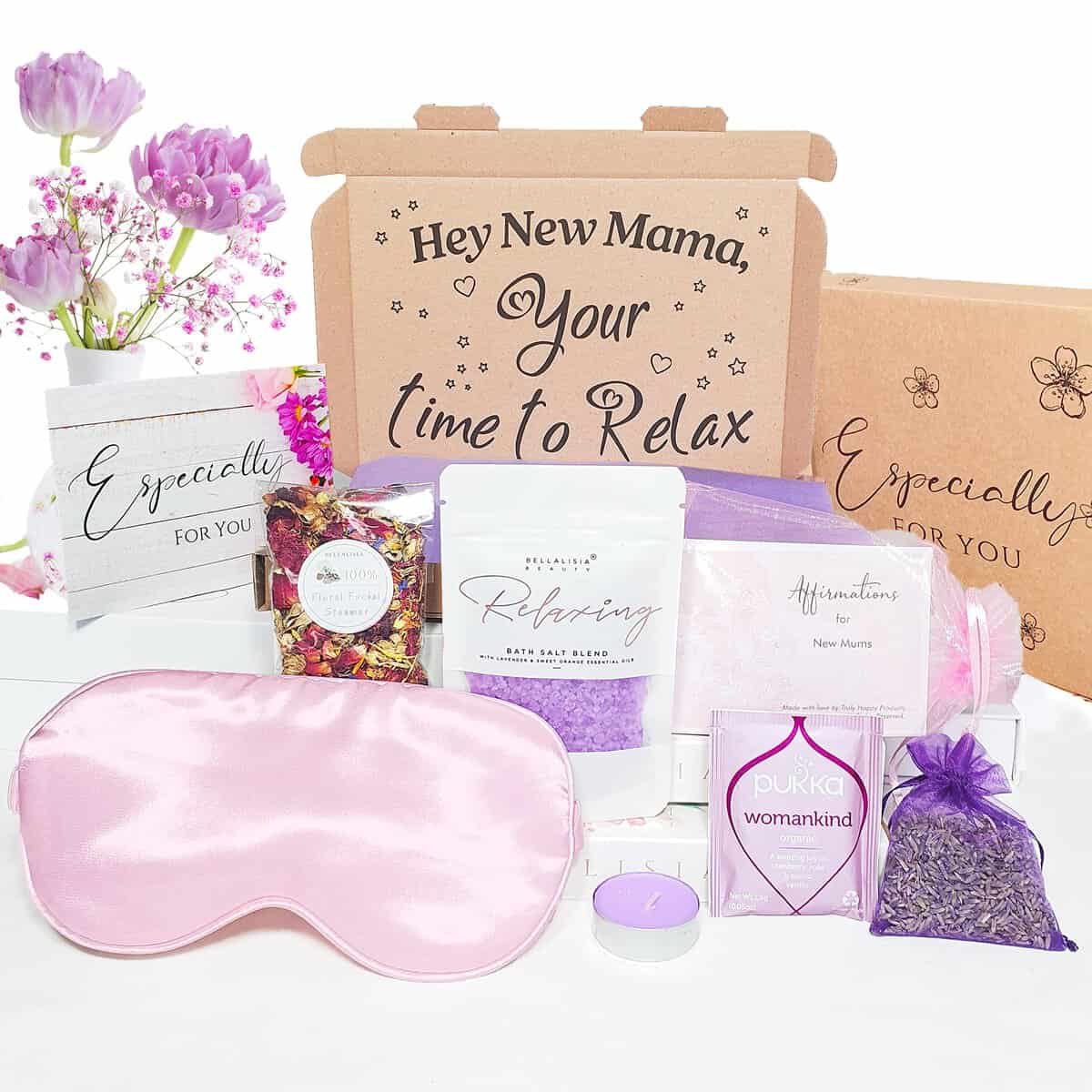 Bellalisia New Mum Pamper Kit, Lovely Relaxing Baby Shower Gifts for Mums To Be For Her To Pamper and Relax. New Mum Hamper Presents. Mums Self Care Spa Box Set, Women Beauty Gifts For Mummy to Enjoy.