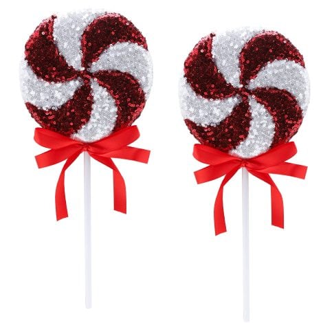 Christmas Concepts® Pack of 2 36cm Glittery Sequin Lollipop Christmas Decorations – Choose from 11 Colors.