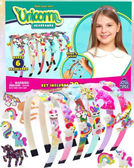 Create your own unicorn headband with the Purple Ladybug kit for girls aged 6+. Perfect gift for 7-11-year-old girls – ideal for birthdays and travel. Enjoy fun arts and crafts!