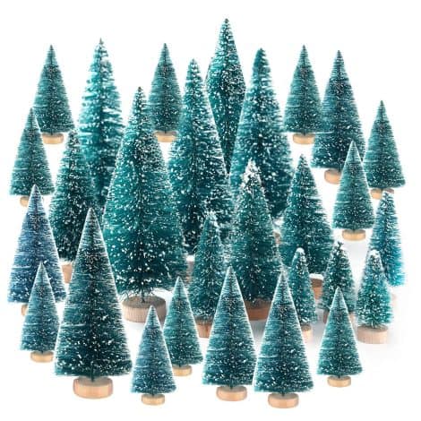 “TUPARKA Mini Sisal Christmas Trees: 48 exquisite tabletop and bottle brush trees for festive decorations.”