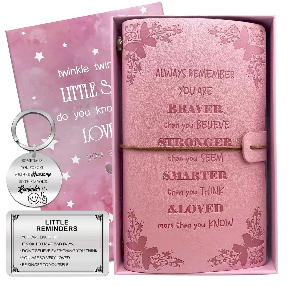 OMNIQI Inspirational Gifts for Girl, Personalised Secret Santa Gifts for Friend, Pink Motivational Gifts Set for Girl, Christmas Graduation Birthday Gifts for Girl Daughter Bestie Friend Sister